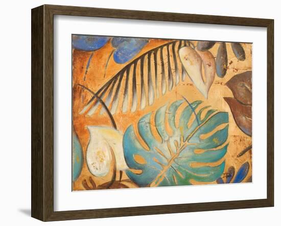 Gold and Aqua Leaves I-Patricia Pinto-Framed Art Print