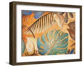 Gold and Aqua Leaves I-Patricia Pinto-Framed Art Print