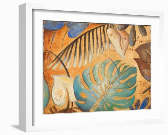 Gold and Aqua Leaves I-Patricia Pinto-Framed Art Print