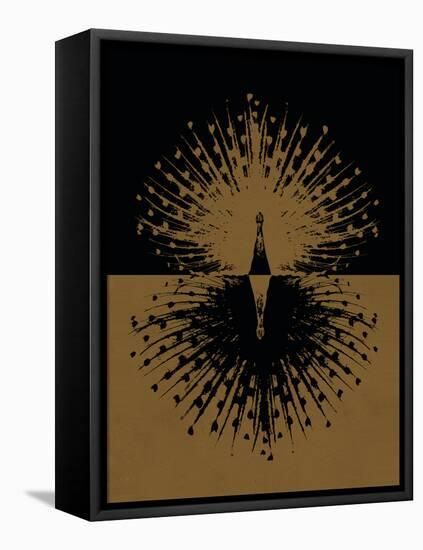 Gold and Black Peacock-null-Framed Stretched Canvas