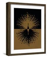 Gold and Black Peacock-null-Framed Art Print