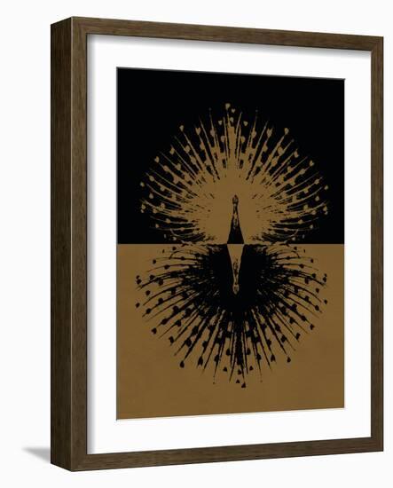 Gold and Black Peacock-null-Framed Art Print