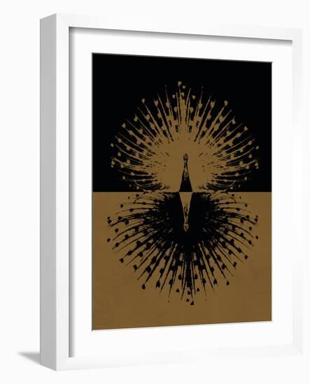 Gold and Black Peacock-null-Framed Art Print