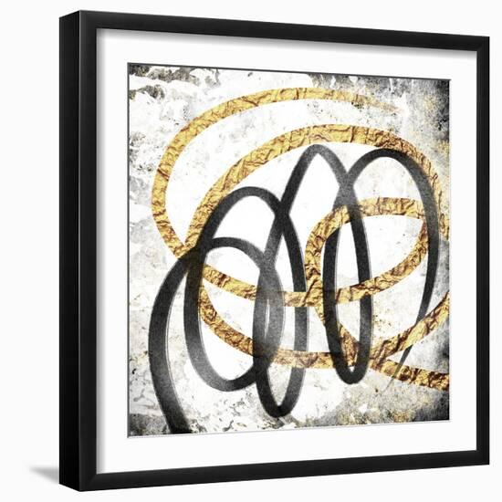 Gold And Black Scribbles 2-Marcus Prime-Framed Art Print