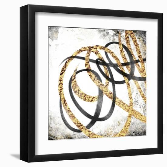 Gold And Black Scribbles 3-Marcus Prime-Framed Art Print