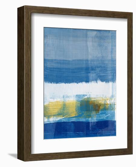 Gold and Blue Abstract Study I-Emma Moore-Framed Art Print