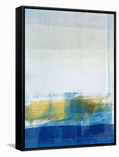 Gold and Blue Abstract Study-Emma Moore-Framed Stretched Canvas