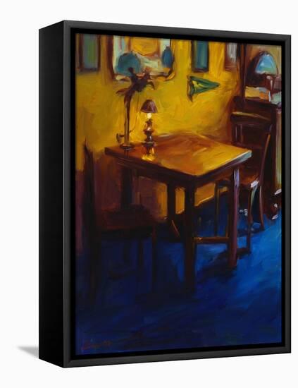 Gold and Blue Cafe-Pam Ingalls-Framed Stretched Canvas