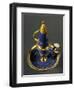 Gold and Matte Blue Candlestick and Candle Snuffer, 1840-null-Framed Giclee Print