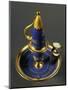 Gold and Matte Blue Candlestick and Candle Snuffer, 1840-null-Mounted Giclee Print