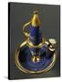 Gold and Matte Blue Candlestick and Candle Snuffer, 1840-null-Stretched Canvas