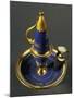 Gold and Matte Blue Candlestick and Candle Snuffer, 1840-null-Mounted Giclee Print