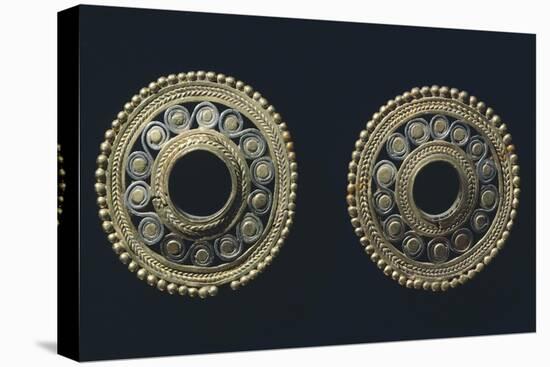 Gold and Platinum Earrings Originating from La Tolita-null-Stretched Canvas