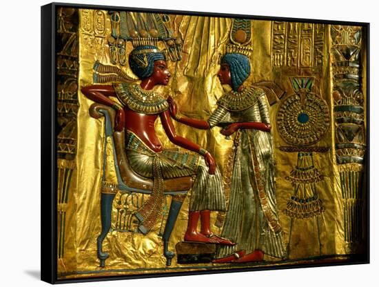 Gold and Silver Inlaid Throne from the Tomb of Tutankhamun, Valley of the Kings, Egypt-Kenneth Garrett-Framed Stretched Canvas