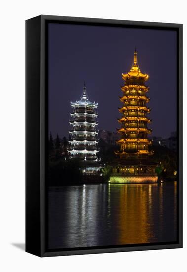 Gold and Silver Pagoda Evening Light, Guilin, China-Darrell Gulin-Framed Stretched Canvas