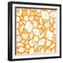 Gold and White Floral Silhouettes Seamless Pattern Background-Oksancia-Framed Art Print