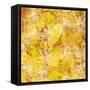 Gold Background with White Floral-Bee Sturgis-Framed Stretched Canvas