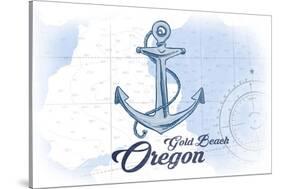 Gold Beach, Oregon - Anchor - Blue - Coastal Icon-Lantern Press-Stretched Canvas