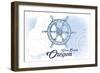 Gold Beach, Oregon - Ship Wheel - Blue - Coastal Icon-Lantern Press-Framed Art Print