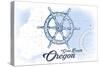 Gold Beach, Oregon - Ship Wheel - Blue - Coastal Icon-Lantern Press-Stretched Canvas