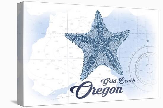 Gold Beach, Oregon - Starfish - Blue - Coastal Icon-Lantern Press-Stretched Canvas