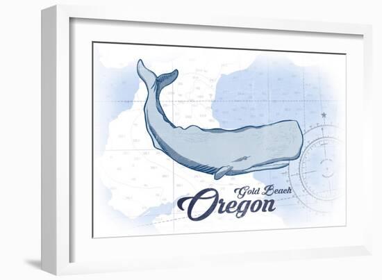 Gold Beach, Oregon - Whale - Blue - Coastal Icon-Lantern Press-Framed Art Print