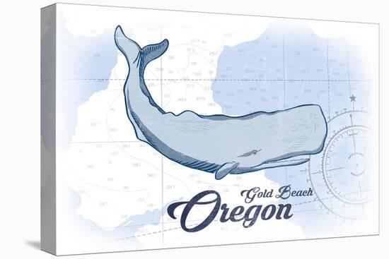 Gold Beach, Oregon - Whale - Blue - Coastal Icon-Lantern Press-Stretched Canvas