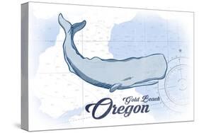 Gold Beach, Oregon - Whale - Blue - Coastal Icon-Lantern Press-Stretched Canvas