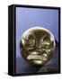 Gold bead in the form of a snarling feline (possibly a jaguar) face, Mochica, Peru, c100-600-Werner Forman-Framed Stretched Canvas