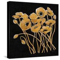 Gold Black Line Poppies I v2-Shirley Novak-Stretched Canvas
