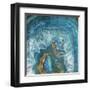 Gold Blue Flow-Jace Grey-Framed Art Print