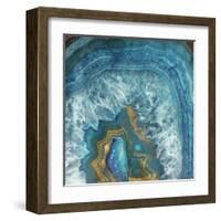 Gold Blue Flow-Jace Grey-Framed Art Print