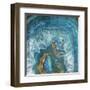 Gold Blue Flow-Jace Grey-Framed Art Print