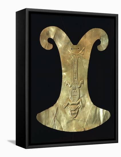 Gold Breastplate with the Imprint of a Reptile with the Head of a Cat-null-Framed Stretched Canvas