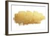 Gold (Bronze) Glittering Color Smear Brush Stroke Stain Blot on White Background. Abstract Paint Te-Rudchenko Liliia-Framed Photographic Print