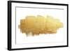 Gold (Bronze) Glittering Color Smear Brush Stroke Stain Blot on White Background. Abstract Paint Te-Rudchenko Liliia-Framed Photographic Print