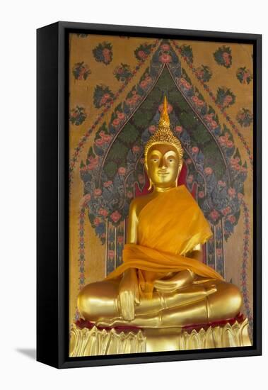 Gold Buddha Statue in Wat Arun (The Temple of Dawn), Bangkok, Thailand, Southeast Asia, Asia-Stuart Black-Framed Stretched Canvas