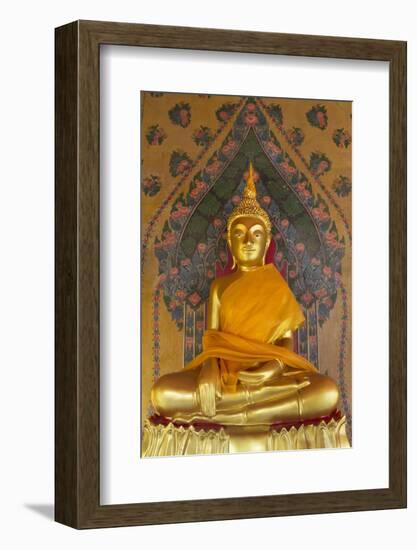 Gold Buddha Statue in Wat Arun (The Temple of Dawn), Bangkok, Thailand, Southeast Asia, Asia-Stuart Black-Framed Photographic Print