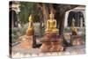 Gold Buddha Statues under Bodhi Tree, Shwezigon Paya (Pagoda), Nyaung U-Stephen Studd-Stretched Canvas