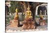 Gold Buddha Statues under Bodhi Tree, Shwezigon Paya (Pagoda), Nyaung U-Stephen Studd-Stretched Canvas