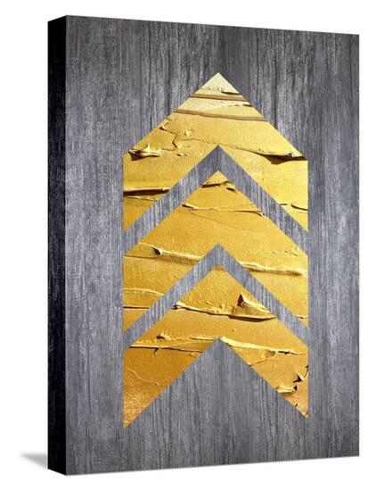 Gold Chevrons Wood--Stretched Canvas