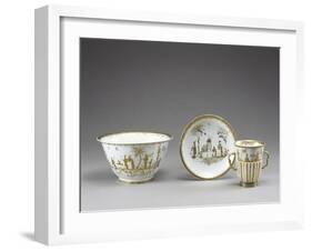 Gold Chinoiserie Decorated Cup, Saucer and Small Cup, Porcelain-null-Framed Giclee Print