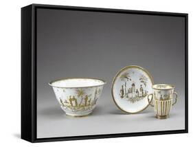 Gold Chinoiserie Decorated Cup, Saucer and Small Cup, Porcelain-null-Framed Stretched Canvas