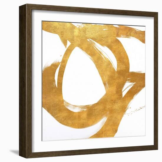 Gold Circular Strokes I-Megan Morris-Framed Art Print