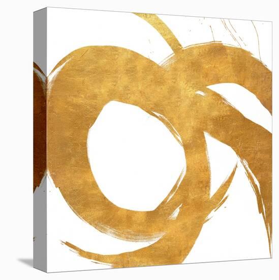 Gold Circular Strokes II-Megan Morris-Stretched Canvas