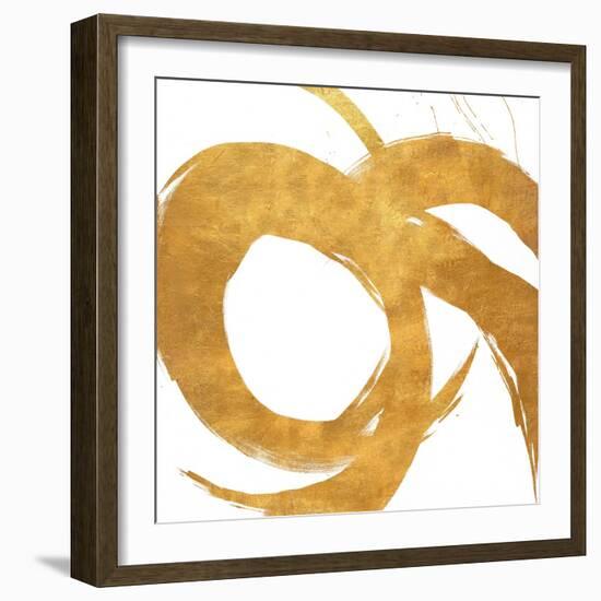 Gold Circular Strokes II-Megan Morris-Framed Art Print