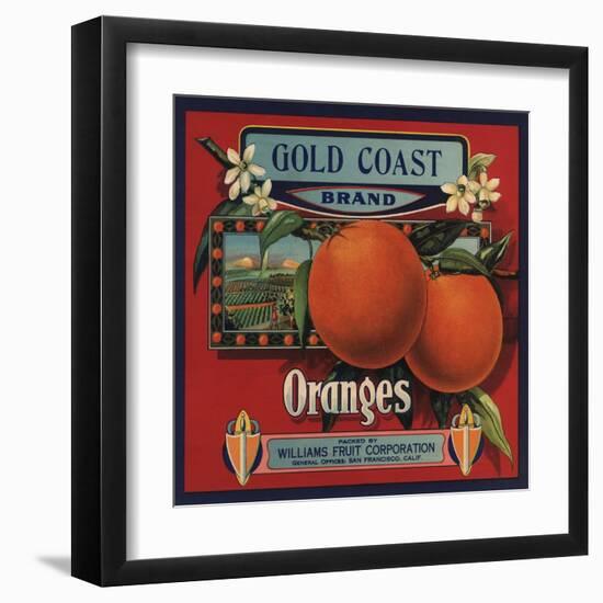 Gold Coast Brand - San Francisco, California - Citrus Crate Label-Lantern Press-Framed Art Print