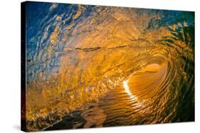 Gold Coast Glory-Inside looking out of a tubing wave at sunset-Mark A Johnson-Stretched Canvas