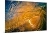 Gold Coast Glory-Inside looking out of a tubing wave at sunset-Mark A Johnson-Mounted Photographic Print