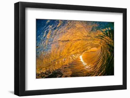 Gold Coast Glory-Inside looking out of a tubing wave at sunset-Mark A Johnson-Framed Photographic Print